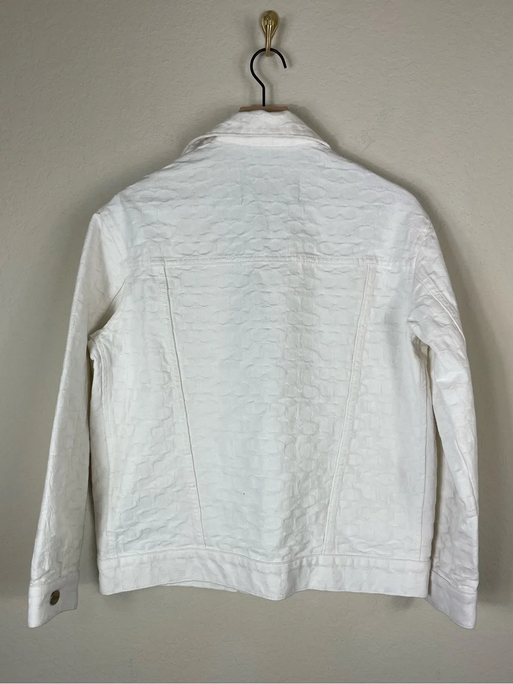 Coach Signature Denim Jacket White Gold Size XS